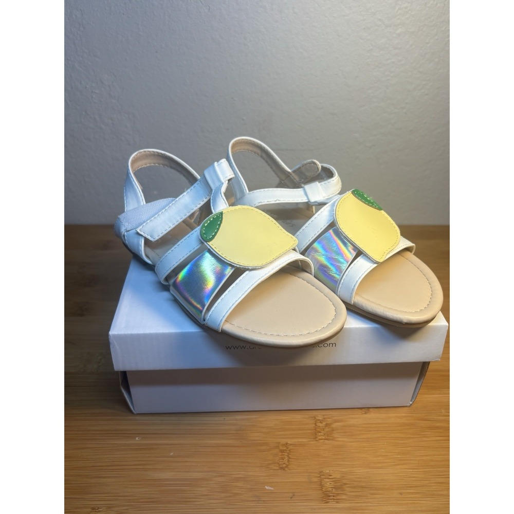 Dream Pairs Toddler Girls White/iridescent Lemon Sandals Size 12 Adjustable NWT